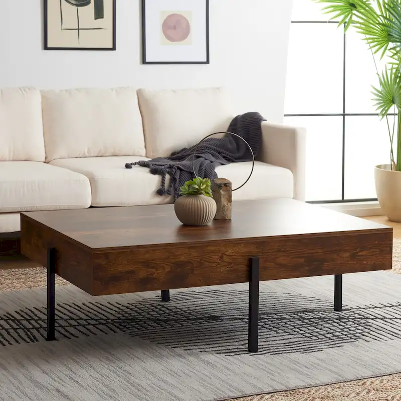 Round Wood Coffee Table - Rustic Accent Table for Living Room