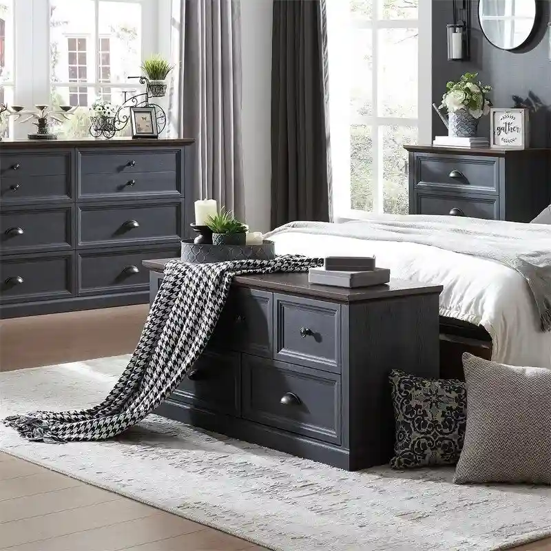 5-Drawer Farmhouse Dresser with Ball Bearing Slides – 45W x 15.86D x 21.14H