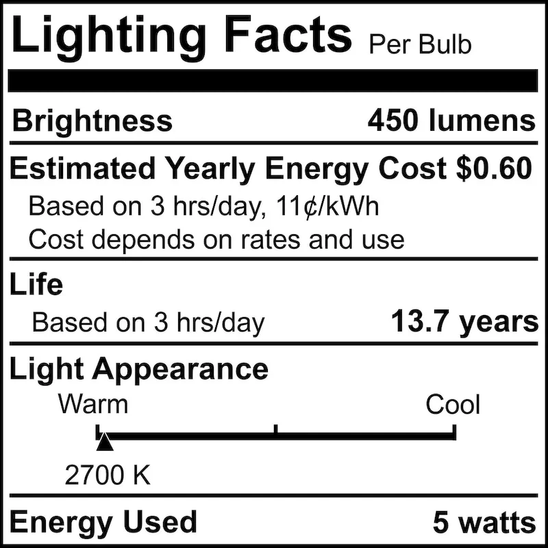 Bulbrite Pack of (4) 5 Watt Dimmable Clear Filament T14 Medium (E26) LED Bulb - 450 Lumens, 2700K, and 90 CRI
