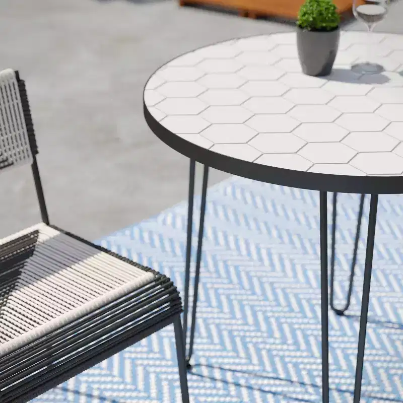Watkindale 4 Chair Bistro Set - White/Black - SEI