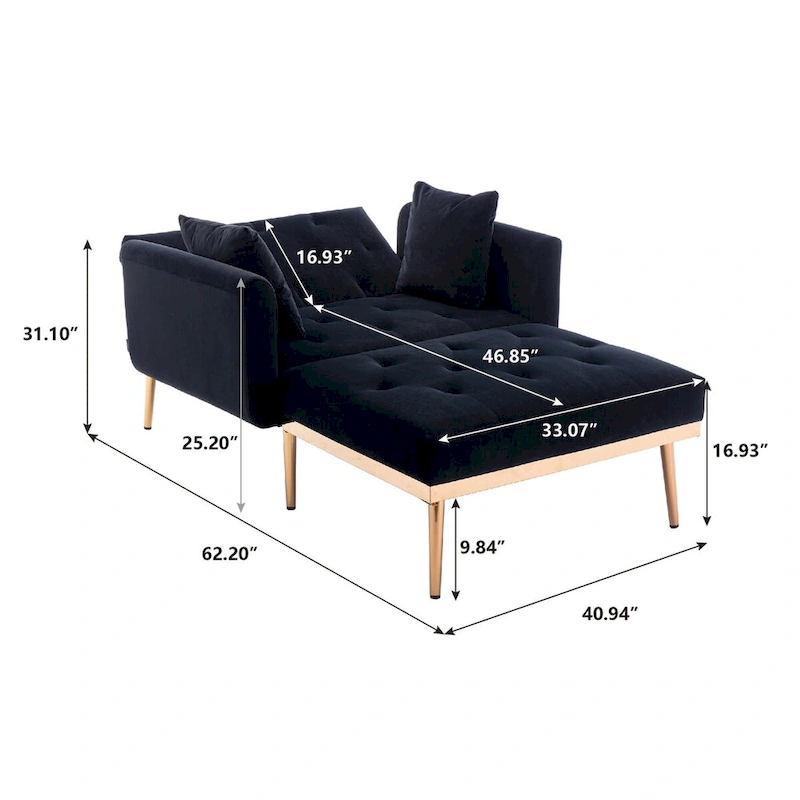 Chaise lounge chair/accent chair,Curved edges, padded with thick foam and upholstered with high-quality fabric