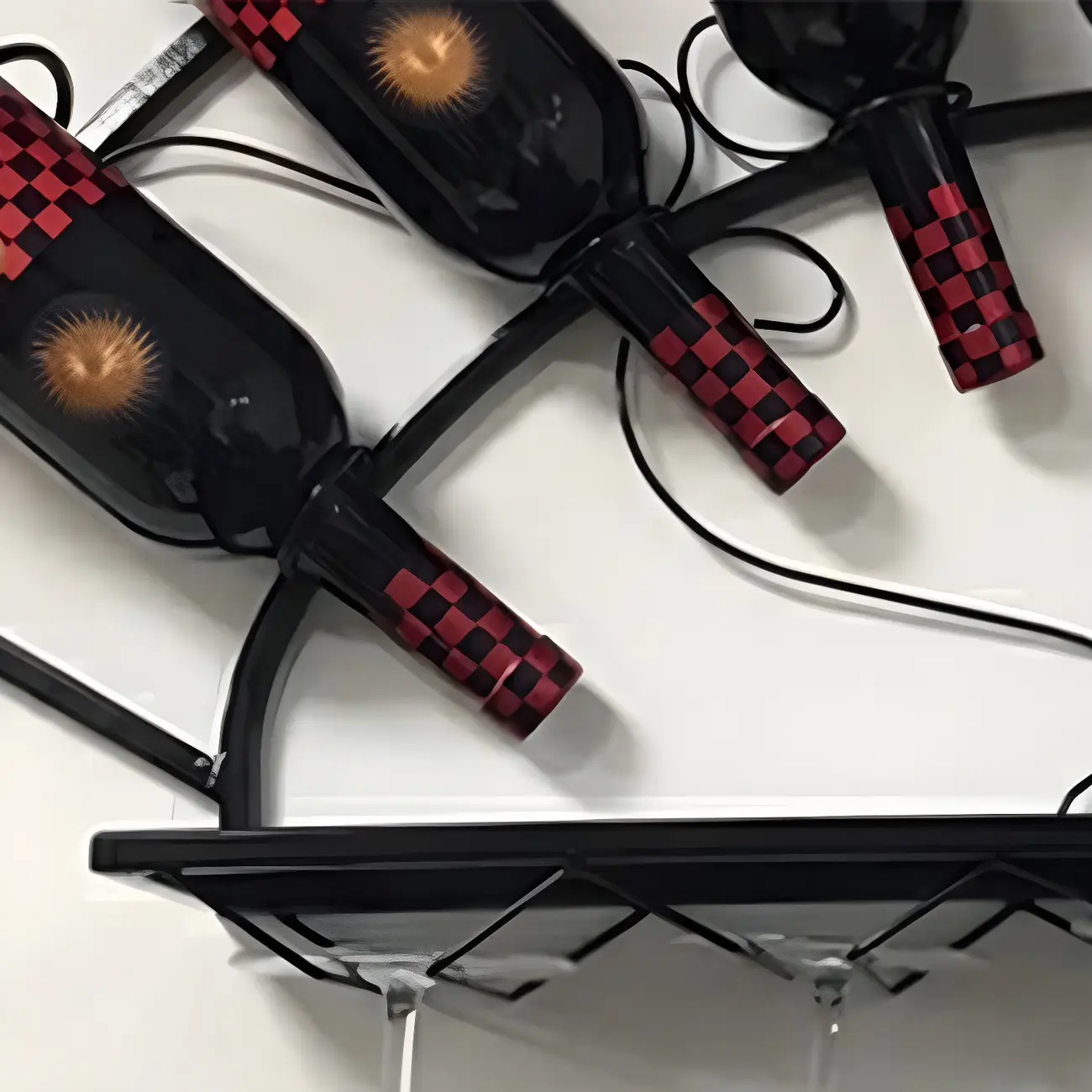 Fan-shaped Simple Metal Wall-Mounted Wine Bottle & Glass Rack