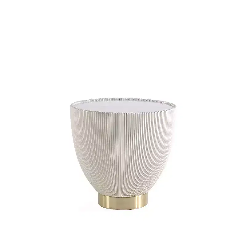 Manhattan Comfort Anderson Modern Leatherette Upholstered End Table with Ceramic Faux Marble Tabletop
