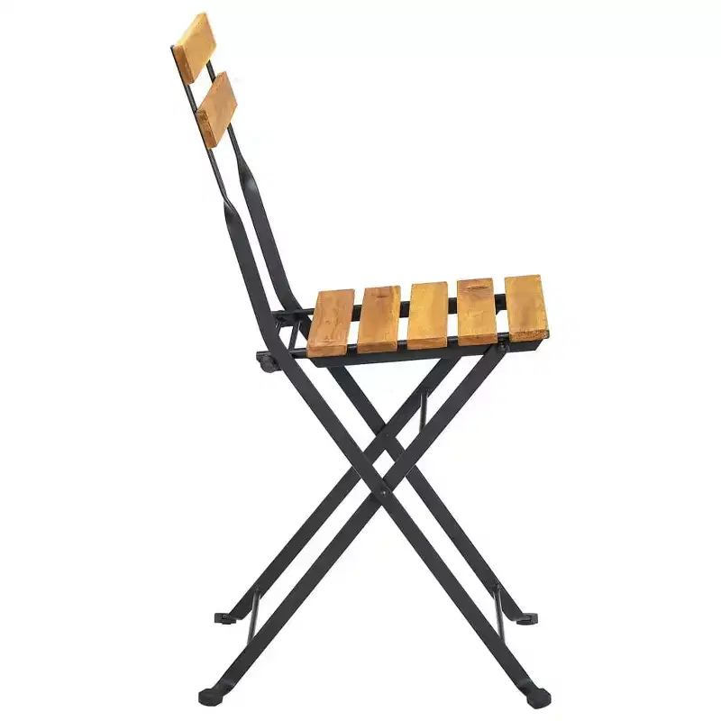 vidaXL Bistro Table And Chair Brown and Black Solid Acacia Wood Medium