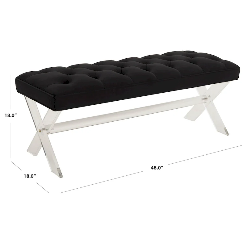 SAFAVIEH Couture Ketevan Tufted Acrylic Bench - 48 In W x 18 In D x 18 In H - 48Wx18Dx18H