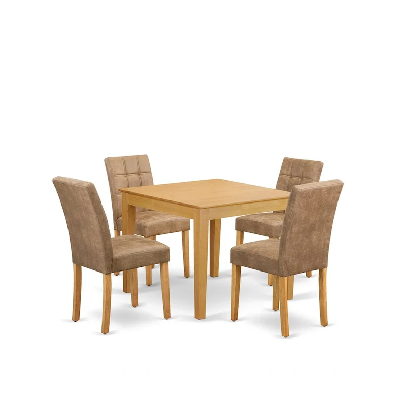 East West Furniture Dinette Set Contains a Square Dining Room Table and Chairs, Oak (Pieces Options)