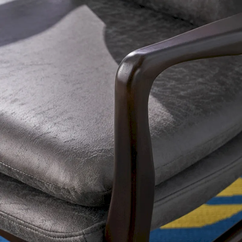 Mid-Century Modern Club Chair, Button-Tufted, Birch Legs – Slate / Brown / Mustard / Salmon, Single