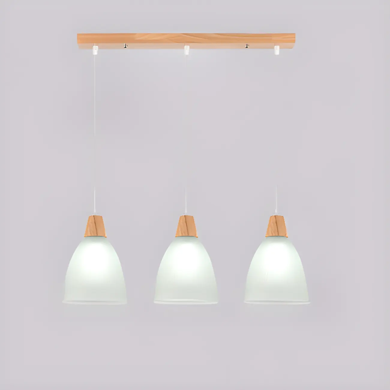 3-Light Modern Glass Wood Island Pendant Light for Kitchen