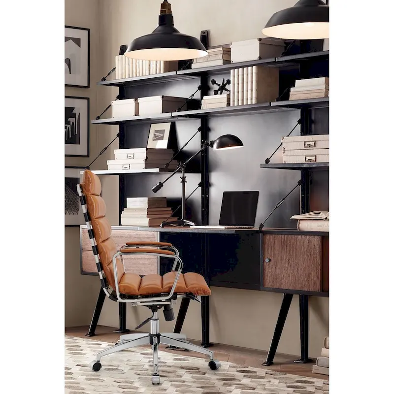 LUXMOD Office Chair Faux Leather Gold Frame Adjustable and Swivel