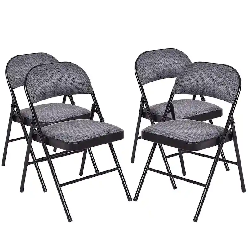 4 PCS Folding Chairs with Metal Frame Portable Chairs with Padded Seat