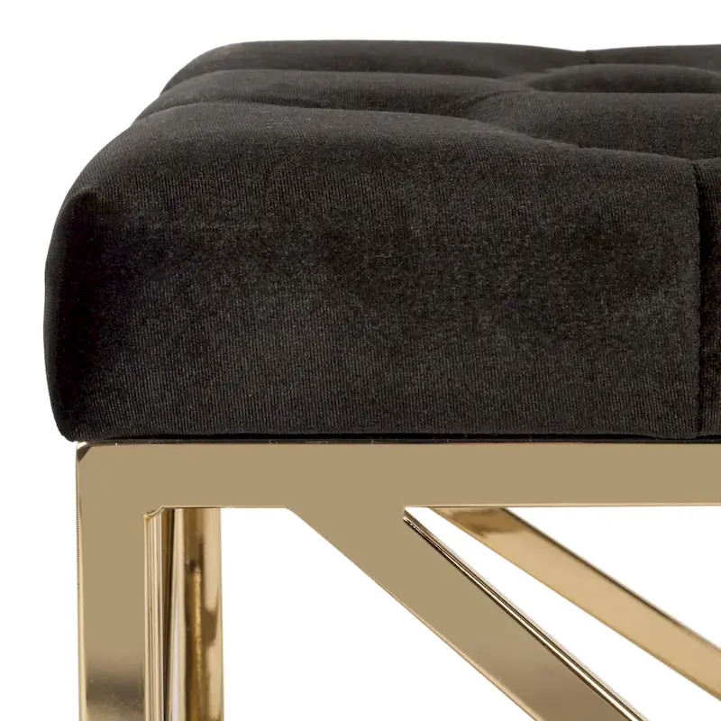 SAFAVIEH Nolie Black/ Gold Tufted Rectangular Bench - 48.5  x 20.3  x 18  - 49Wx20Dx18H