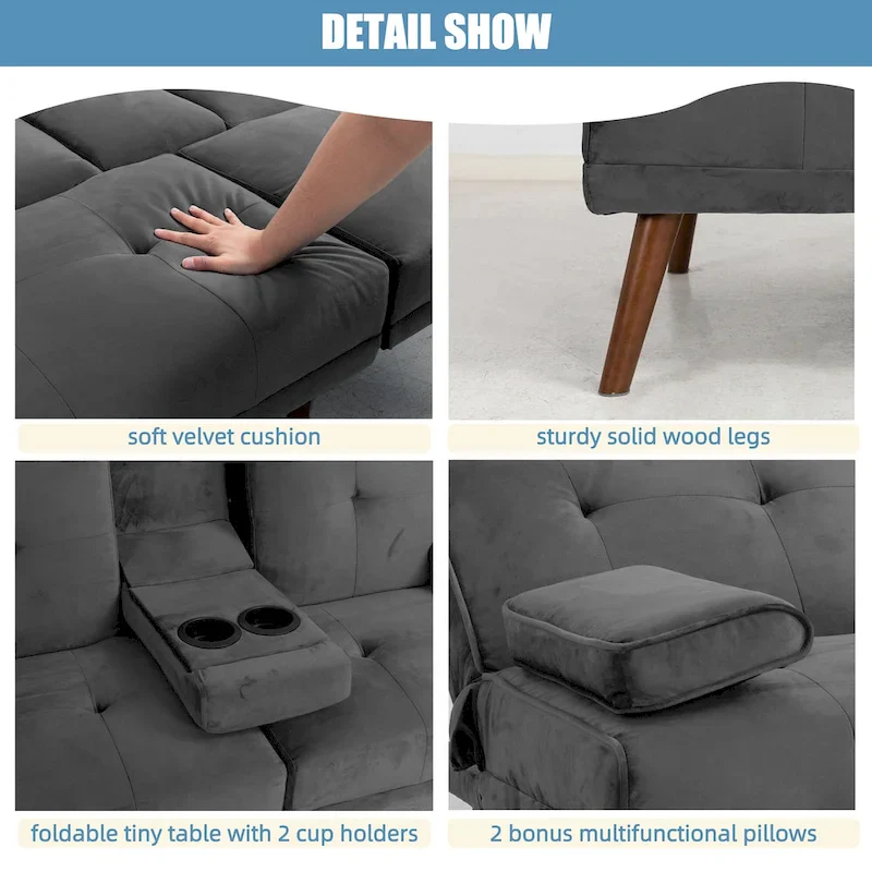 Futzca 60  Small Loveseat, 3 in 1 Cute Convertible Sofa Bed