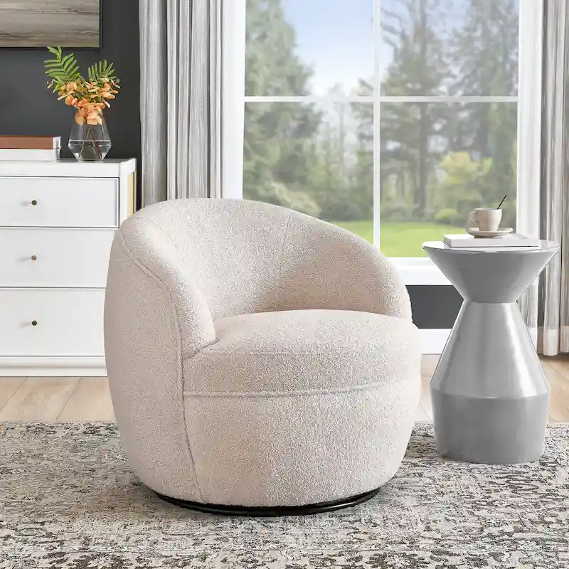 Galleria 360 Swivel Teddy Sherpa Fabric Barrel Chair