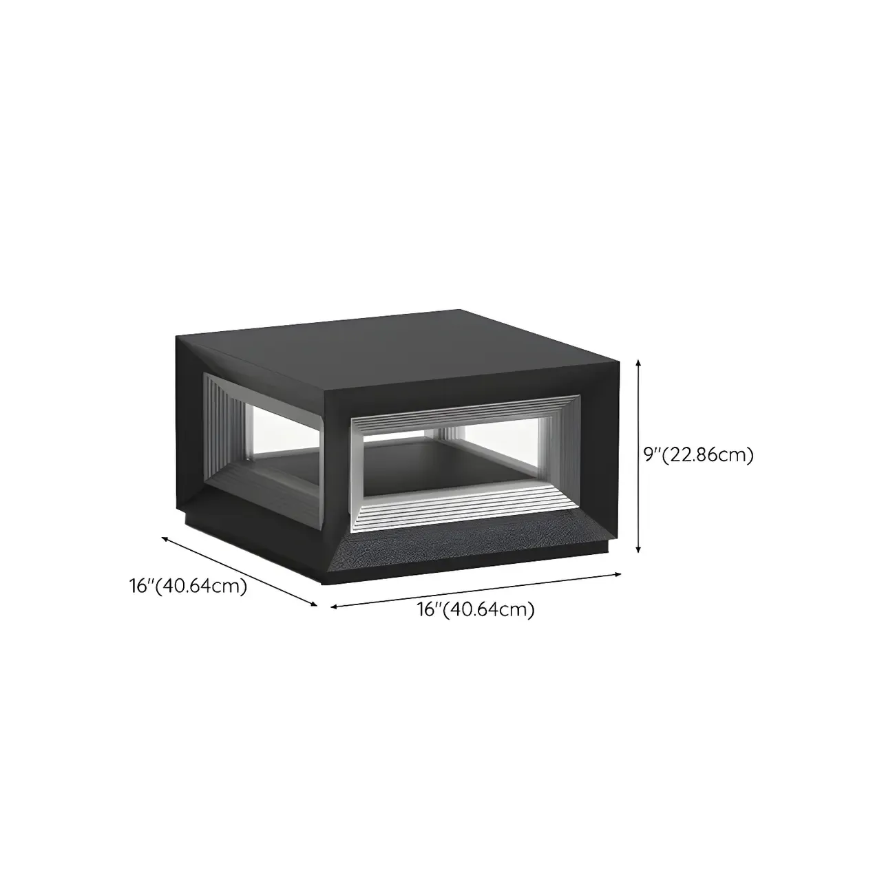 Black Metal Clear Glass Ambient Cubic Post Cap Light