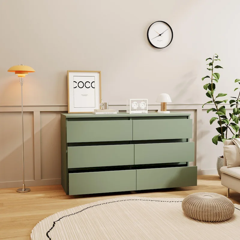 6-Drawer Double Dresser, Storage Cabinet with Handleless for Bedroom, Living Room