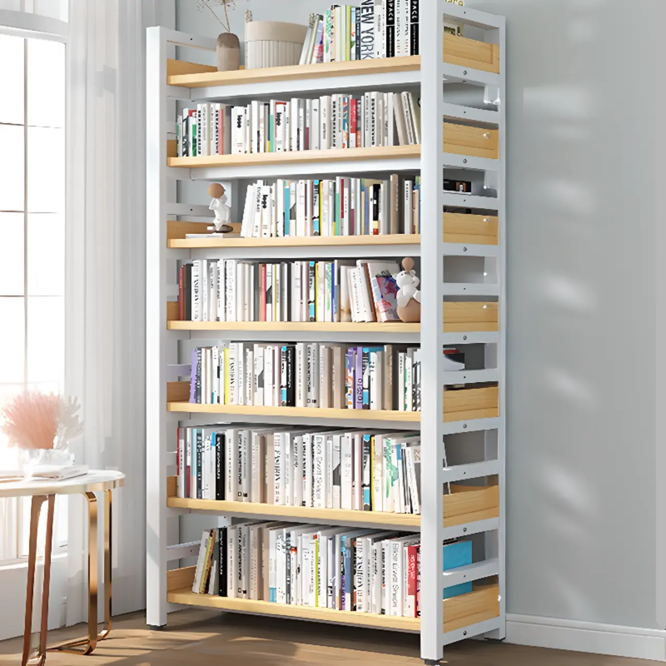 Modish Multi-Layer Open Back Wooden Tall Bookshelves