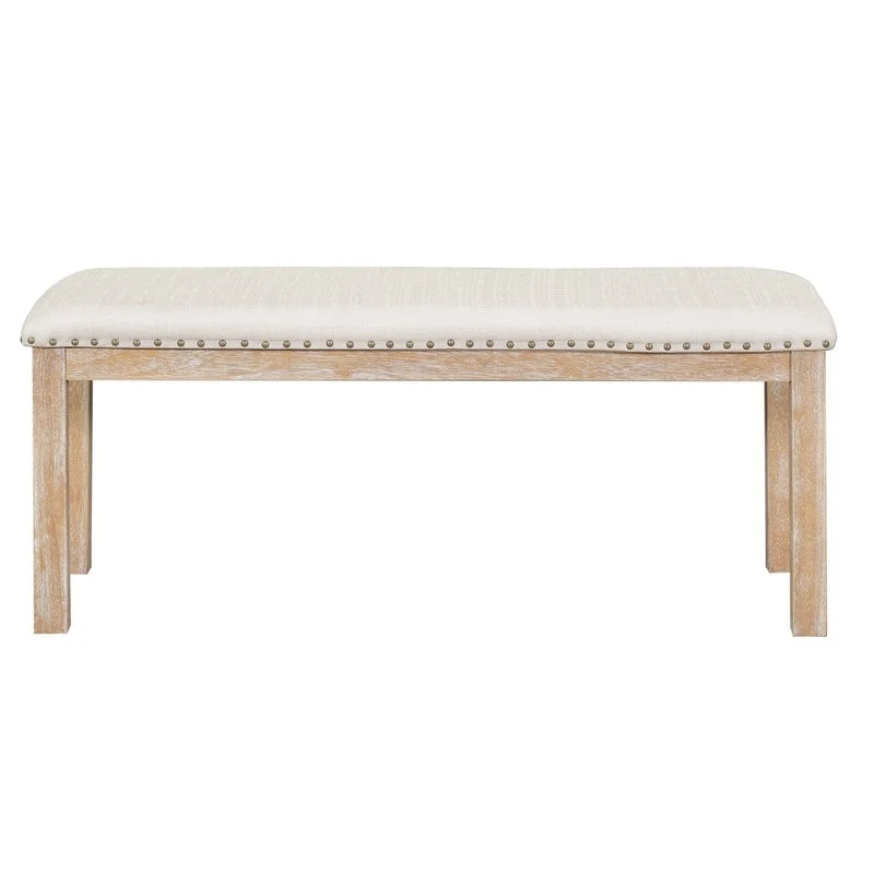 6-Piece Dining Kitchen Table Set, Extendable Wood Dining Table, 4 Upholstered Dining Chairs and Bench, Two 11 Removable Leaf