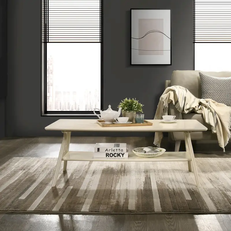 Mid-Century Modern Wood 3-Piece Coffee Table Set
