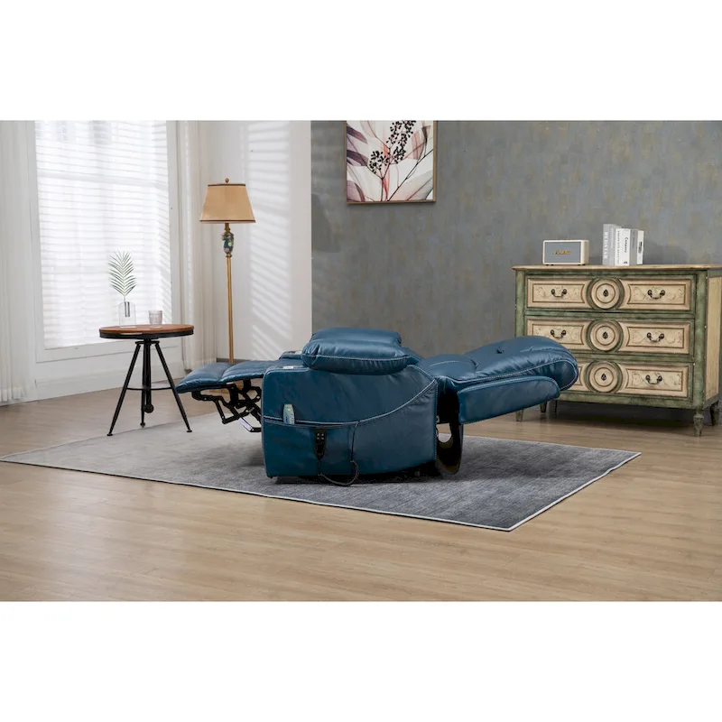 Brown PU Leather Power Lift Recliner with Massage and Heating - 400 lbs Capacity