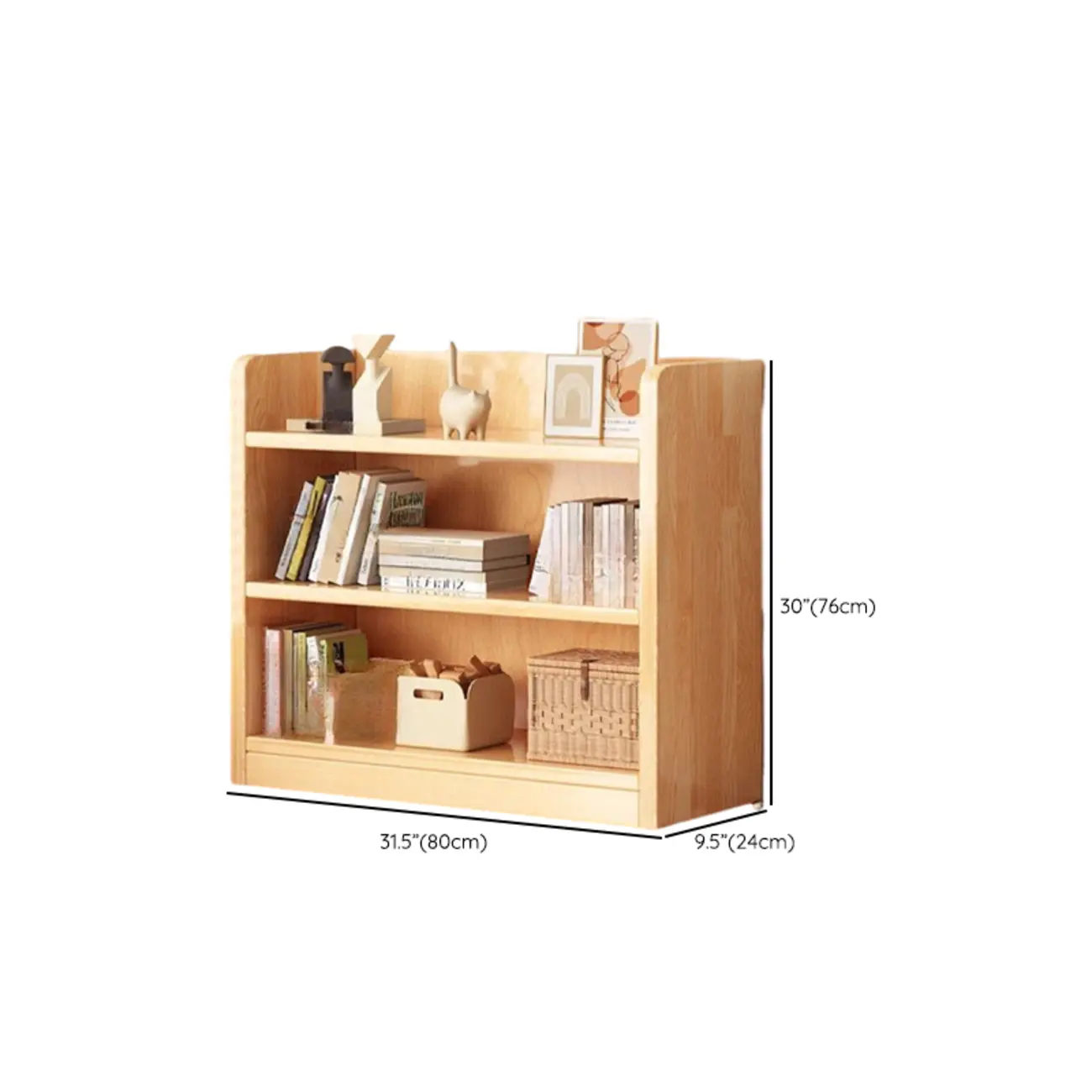Narrow Vertical Modern Wooden Bookcase in Natural Finish