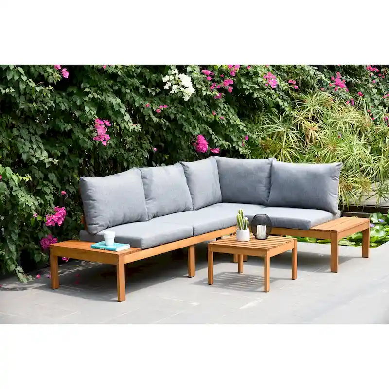 Amazonia Teak Finish George Patio Rope and Wood Sectional Set