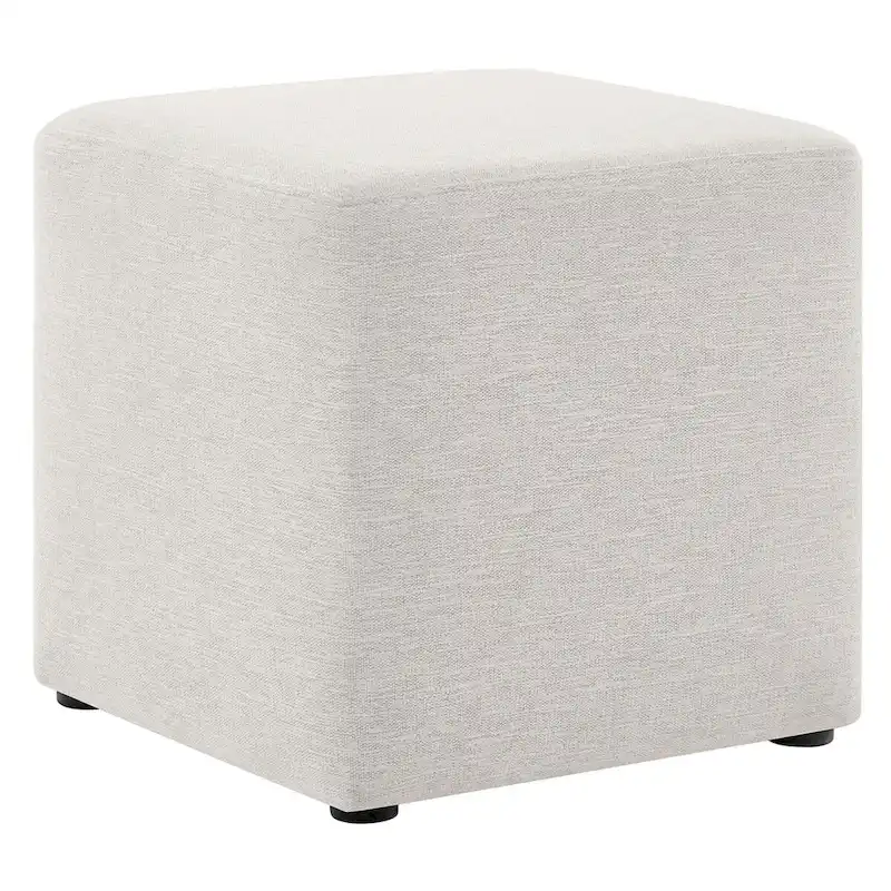 Callum 17/28 Square Woven Heathered Fabric Upholstered Ottoman