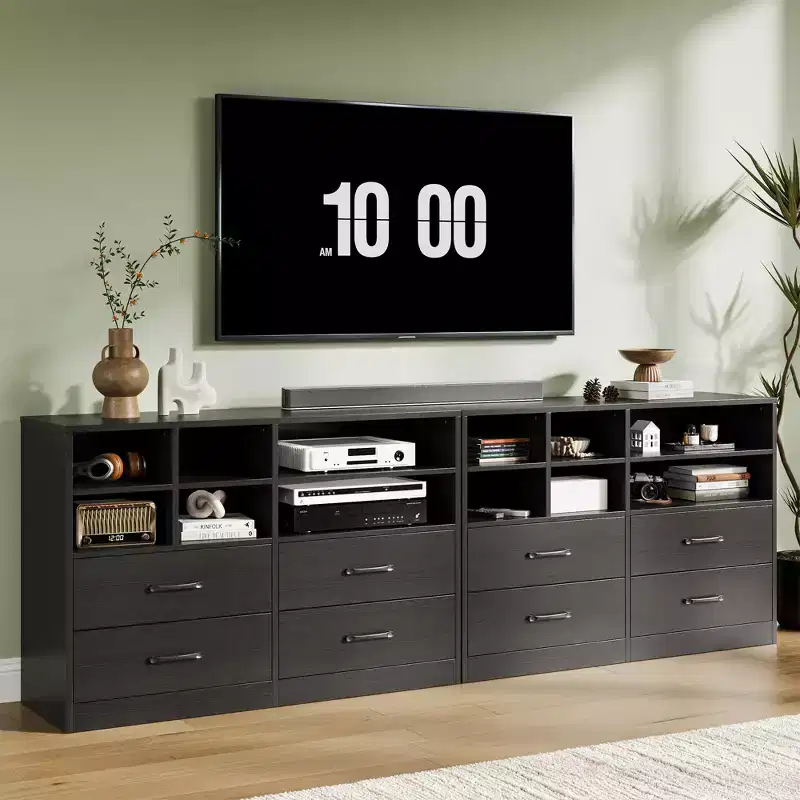 Garvee 4 Drawer Dresser for Bedroom, Modern Chest of Drawers, TV Stand Dresser Drawer Organizers with 6 Storage Cubbies for Living Room,Hallway
