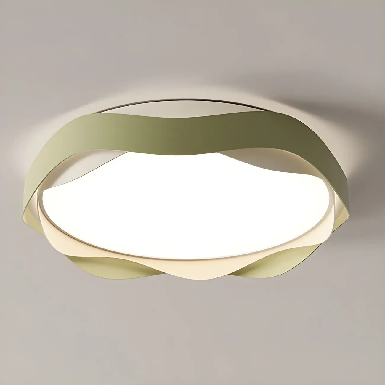 White Art Deco LED 3-Gear Dimming Flush Ceiling Light