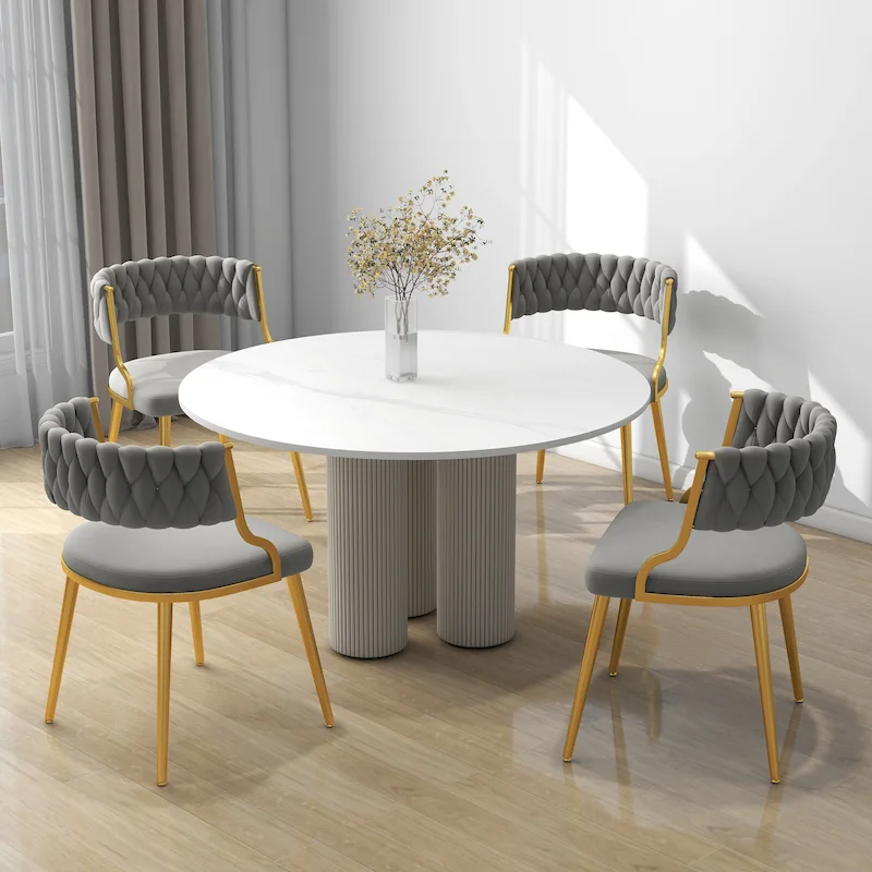 Gray / Purple / Black / Navy Blue / Ivory / Dark Green Velvet Dining Chair, Set of 4