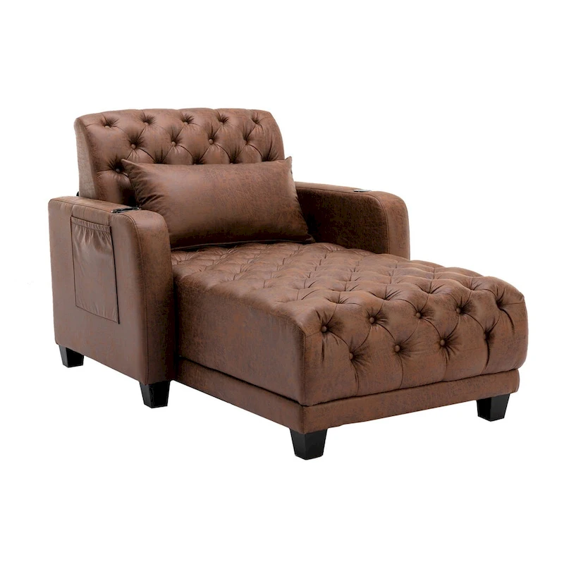 Clihome Tufted Reclining Chaise Lounge