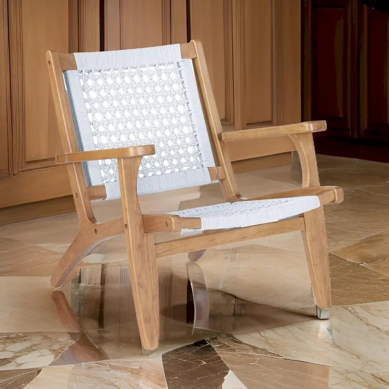 Gray & Brown Hexagon Rope Woven Accent Chair, 1-Seat