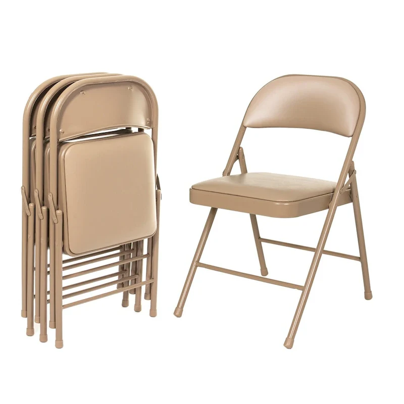 Bernadine Basics Collection Vinyl Folding Chair, Pack of 4