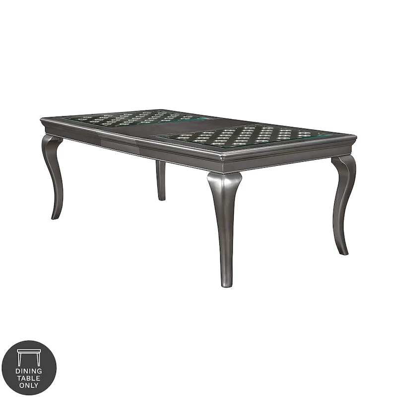 Grey Transitional 84-Inch Expandable Dining Table, Seats 6–8