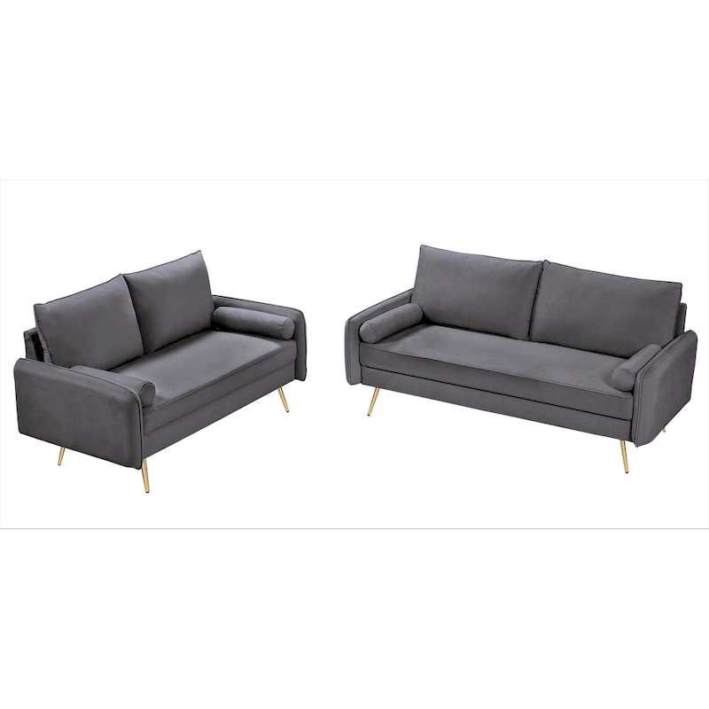Villeda Velvet Mid-century modern 2PCS living room set