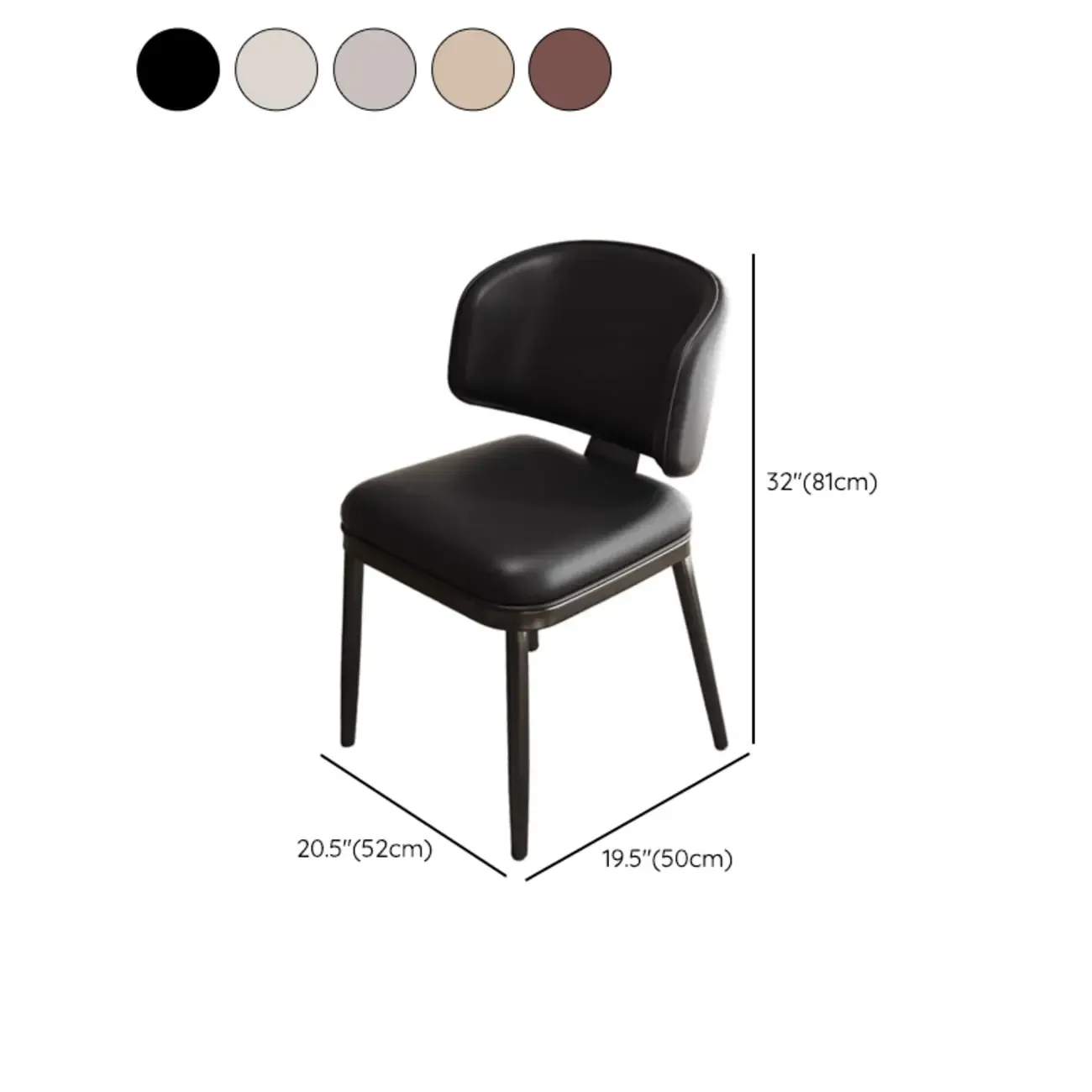 Modern Upholstered Dining Chair Low Back Steel Legs