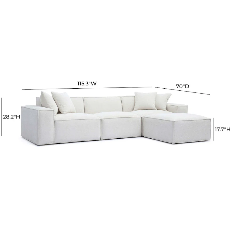 Chenille Basketweave Modular Sectional Sofa - Cream/Charcoal/Taupe - 4-6 Seater