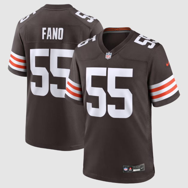 Cleveland Browns Spencer Fano Brown 2026 Draft First Round Pick No. 9 Team Game Jersey