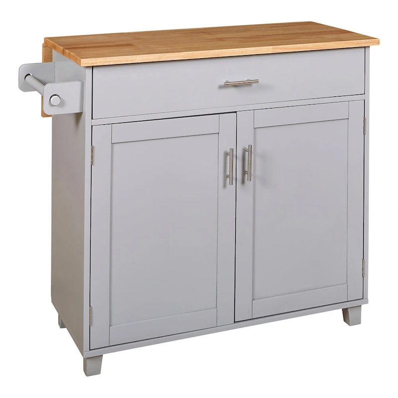 Rolling Kitchen Island with Storage,Kitchen Cart with Rubber Wood Top,Spacious Drawer with Divider and Internal Storage Rack