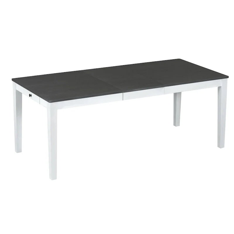 7 Pcs Dining Table Set, Solid Wood Table and Chairs Set with Extendable Dining Table, 2 Drawers and 6 Upholstered Chairs