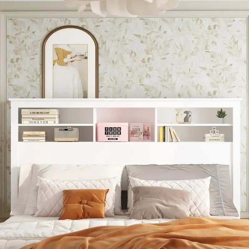 65W x 43H Bookcase Headboard With Light