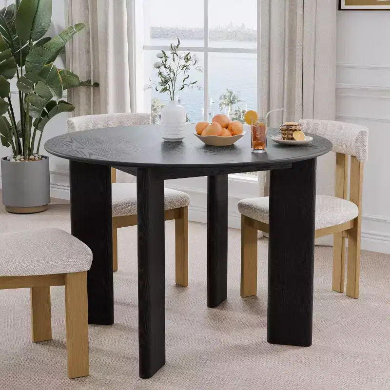 PexFix Solid Wood Farmhouse Dining Table Round Wood Top for Modern Dining Rooms & Family Gatherings