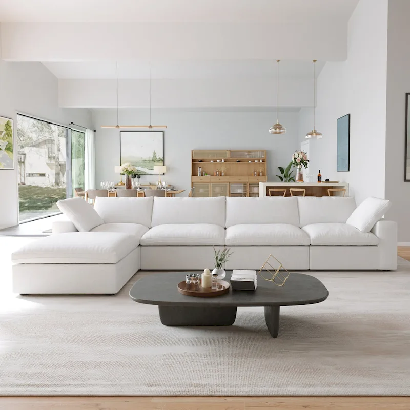 L Shape Couches for Living Room, Modern Modular Convertible Sectional Sofa Couch with Removable Cushion Covers