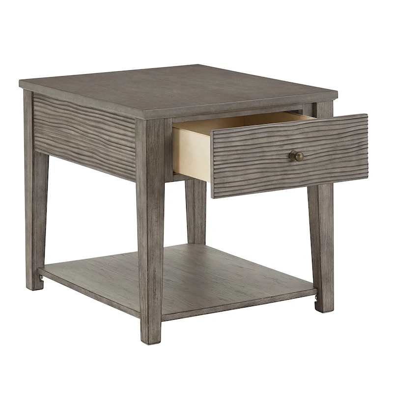 Coober Antique Grey Finish Grey Fiber Cement End Table with Shelf by iNSPIRE Q Modern