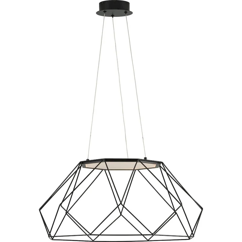Geodesic LED Collection Matte Black LED Mid-Century Modern Large Pendant Hanging Light - 14.570  x 25.980  x 25.980