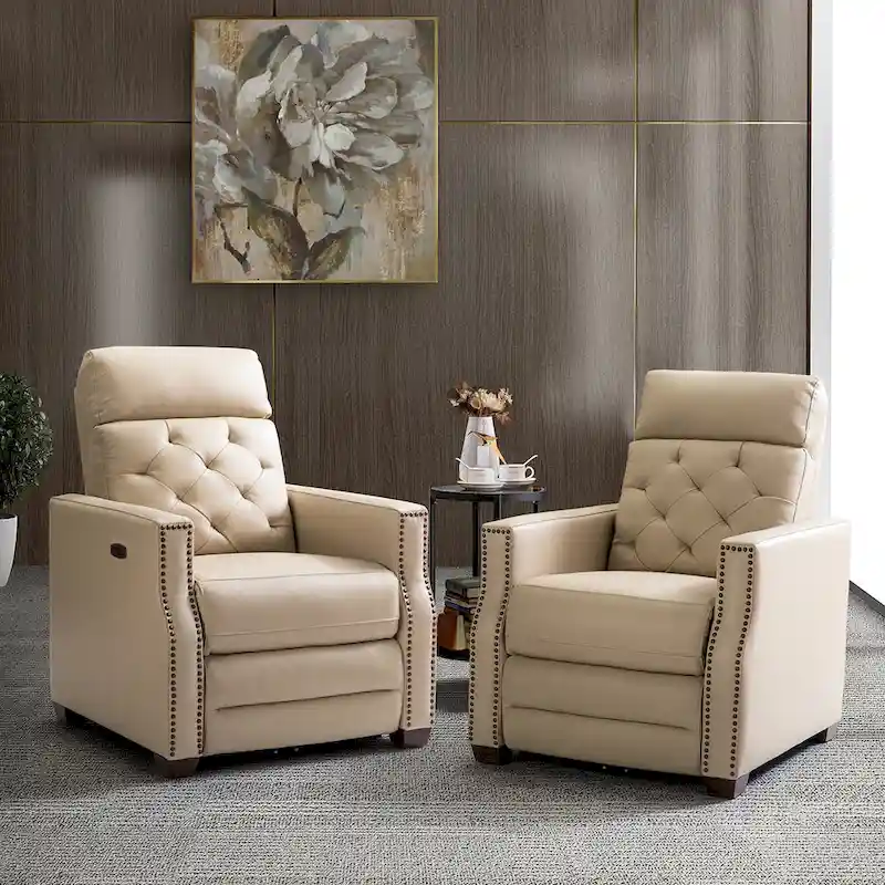 31.50 Wide Genuine Leather Power Recliner with USB Port, Set of 2