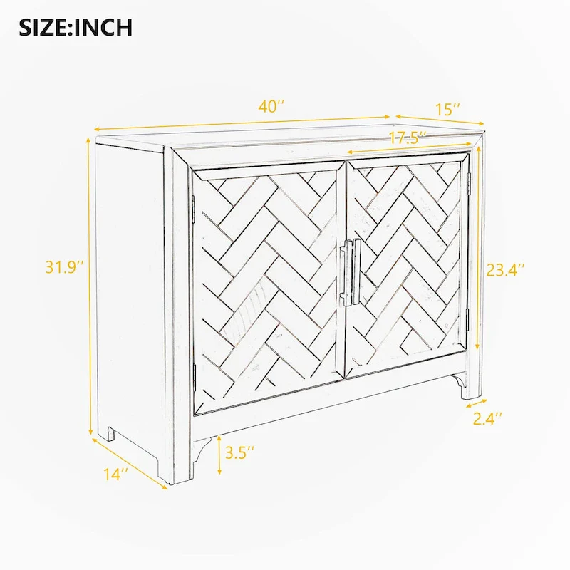 Accent Storage Cabinet with Doors | Black | Vintage Style