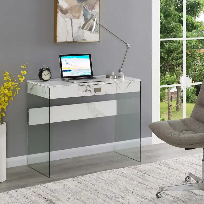 Convenience Concepts SoHo 1 Drawer Glass 36 Desk
