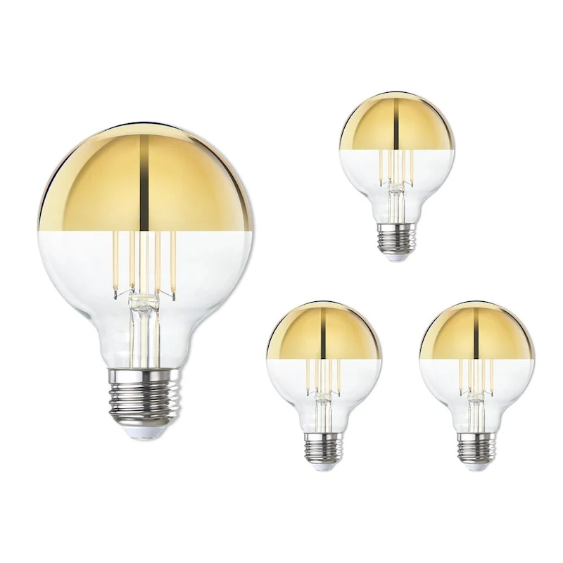 Bulbrite LED Filament Pack of (4) 4.5 Watt Dimmable G25 Light Bulb with Half Gold Glass Finish and Medium (E26) Base