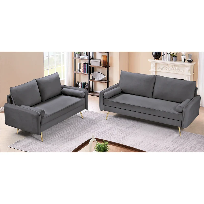 Villeda Velvet Mid-century modern 2PCS living room set