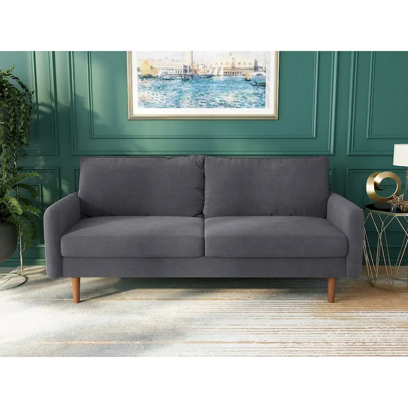 Velvet Square Arm Sofa - Multiple Colors, Contemporary Design, Seats 2-3